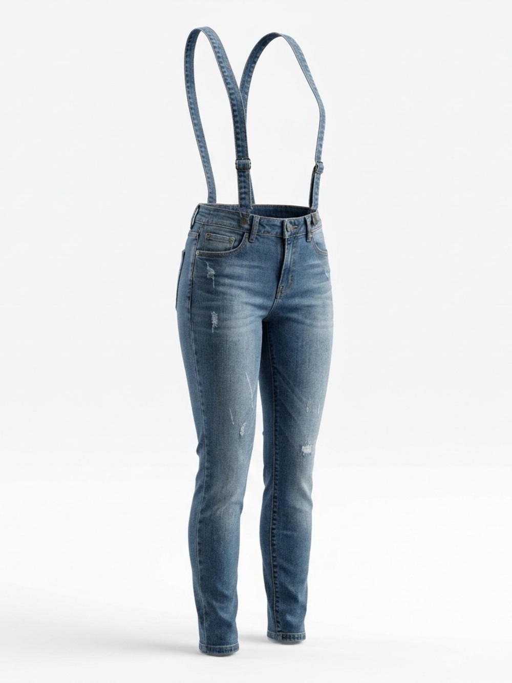 Bebe Rare Vintage mid rise Distressed Denim Coveralls Suspenders Jeans Size 28